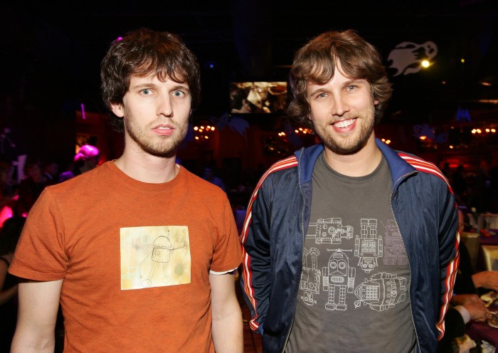 HOLLYWOOD - OCTOBER 16: (US TABS AND HOLLYWOOD REPORTER OUT) Actors Jon Heder (L) and twin brother Daniel attend the after party to the premiere of the Walt Disney Pictures' film "The Nightmare Before Christmas 3D" on October 16, 2006 at The Highlands in Hollywood, California. (Photo by Vince Bucci/Getty Images)