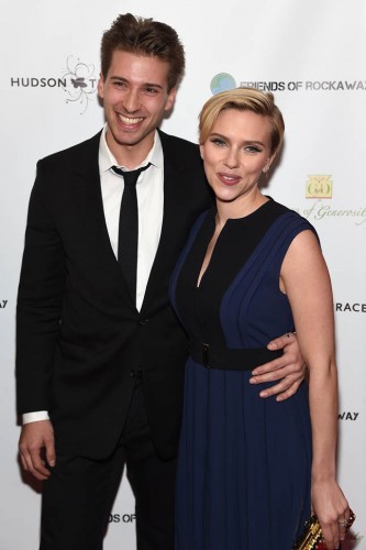 NEW YORK, NY - NOVEMBER 18: Actors Hunter Johansson (L) and Scarlett Johansson attend the Friends Of Rockaway 2nd annual Hurricane Sandy fundraiser at Hudson Terrace on November 18, 2014 in New York City. (Photo by Jamie McCarthy/Getty Images for Friends of Rockaway)